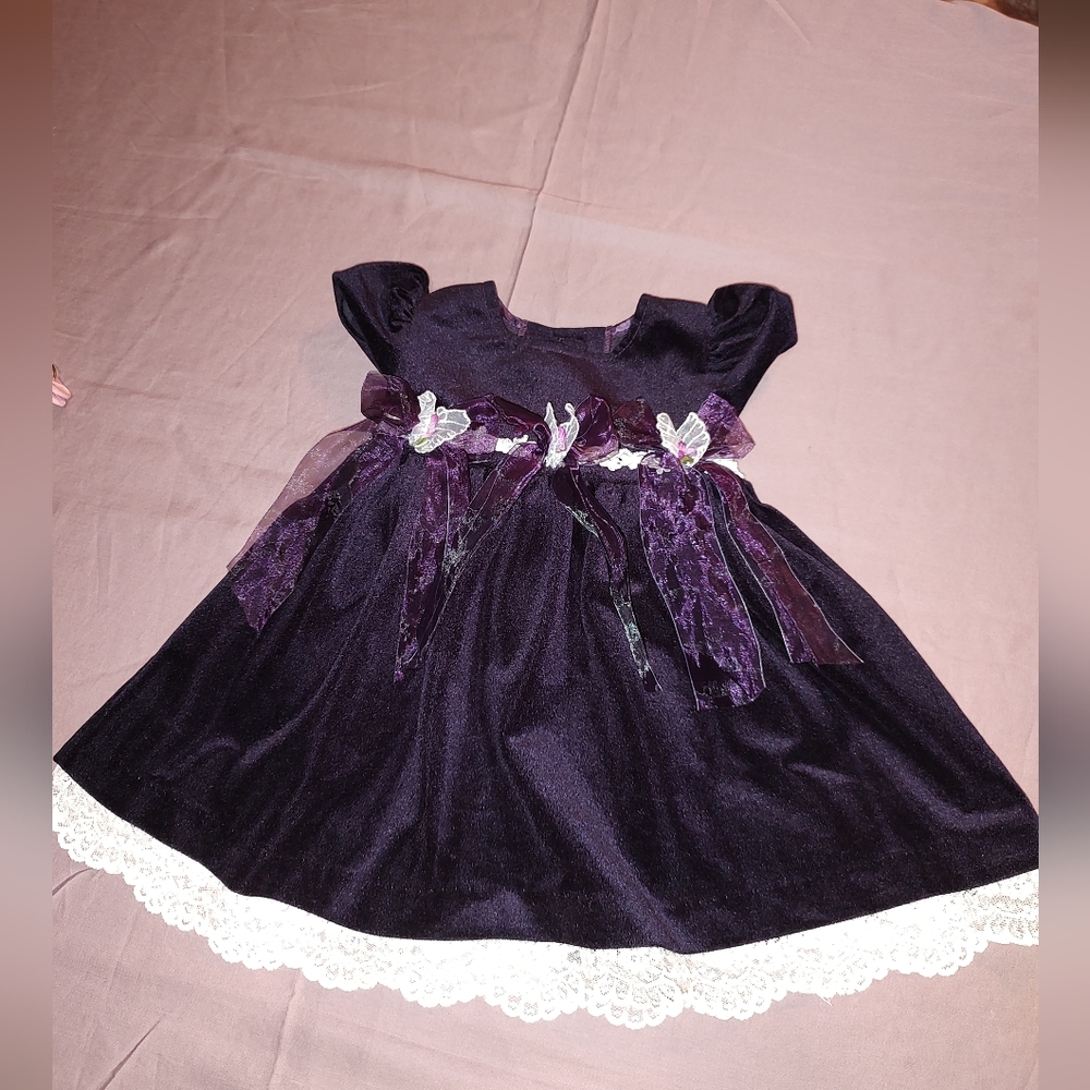 Bonnie Baby velours dark purple 12mo dress